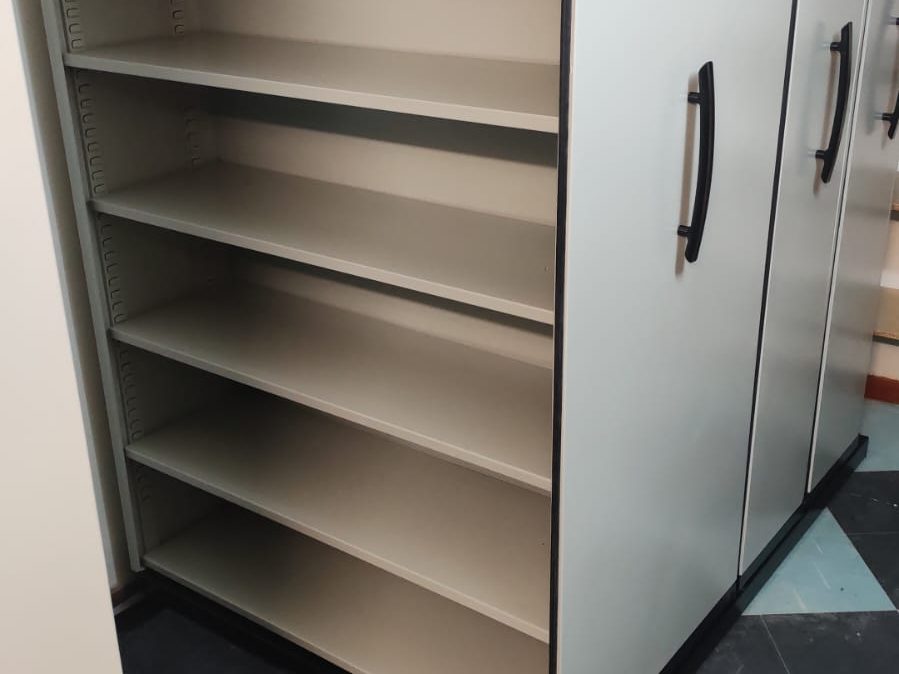 Mobile shelving fitted in a client office