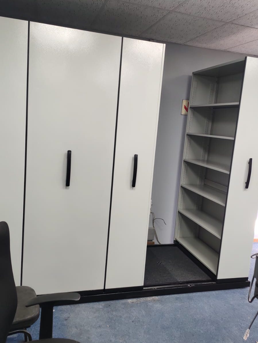 Mobile shelving in a records office